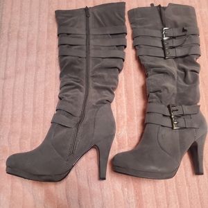 Gray suede boots